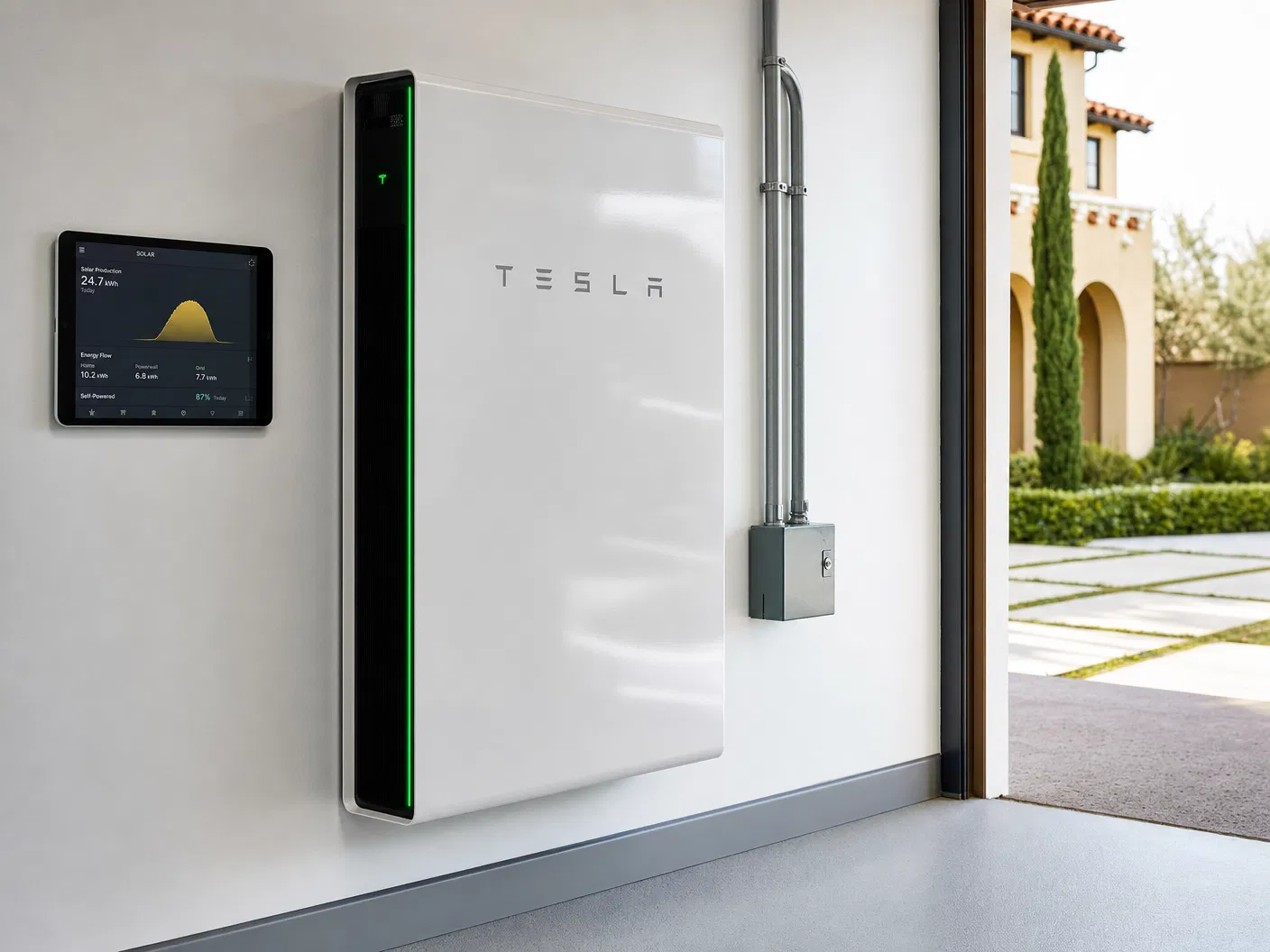 Home battery storage system with smart monitoring tablet